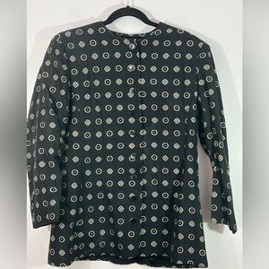 Vintage Albert Nipon black and white lined silk jacket, shacket, size 12